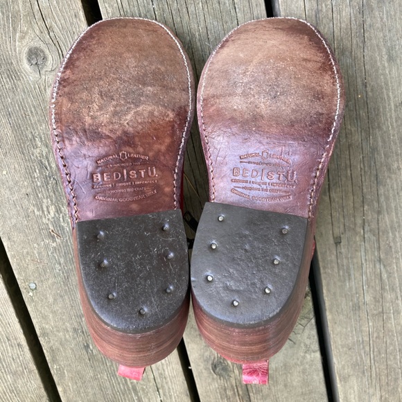 BED STU Boots TRIPLE FLAT Rare Red Lux Booties Leather Zip Size 8 - Picture 8 of 12